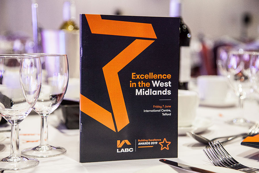 Programme at the LABC West Midlands Building Excellence Awards 2019
